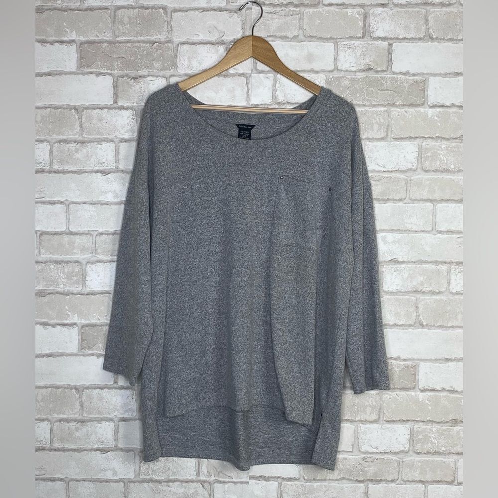 Calvin Klein Heathered Gray Long Sleeve Top Size XXL